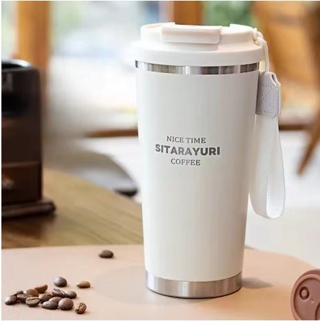 SITARAYURI Anti-Spill Double-Wall Insulated Stainless Steel Mug with Strap (580ml) (ZF-024)