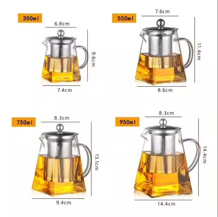 Glass Pyramid Teapot with Stainless Steel Infuser