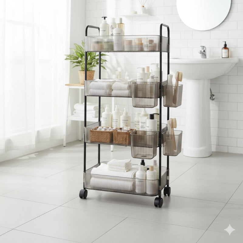 4-Tier Acrylic Utility Rolling Trolley (2374) by Limon