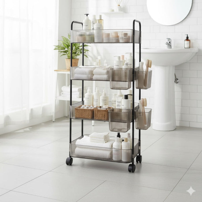 4-Tier Acrylic Utility Rolling Trolley (2374) by Limon