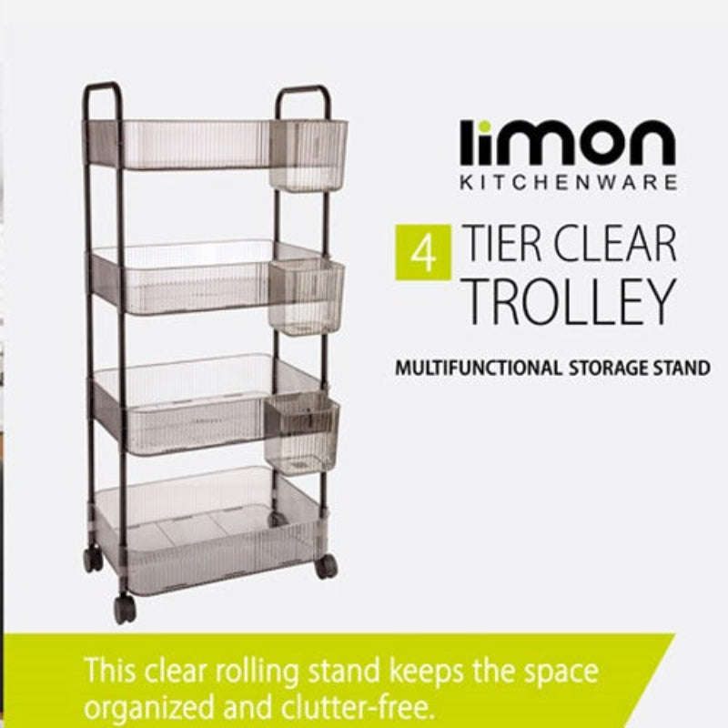 4-Tier Acrylic Utility Rolling Trolley (2374) by Limon