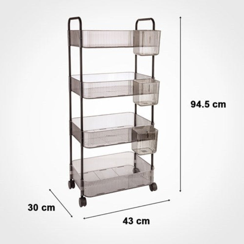 4-Tier Acrylic Utility Rolling Trolley (2374) by Limon
