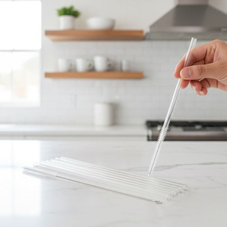 SipEase Reusable Straws (Pack of 6) with Cleaning Brush