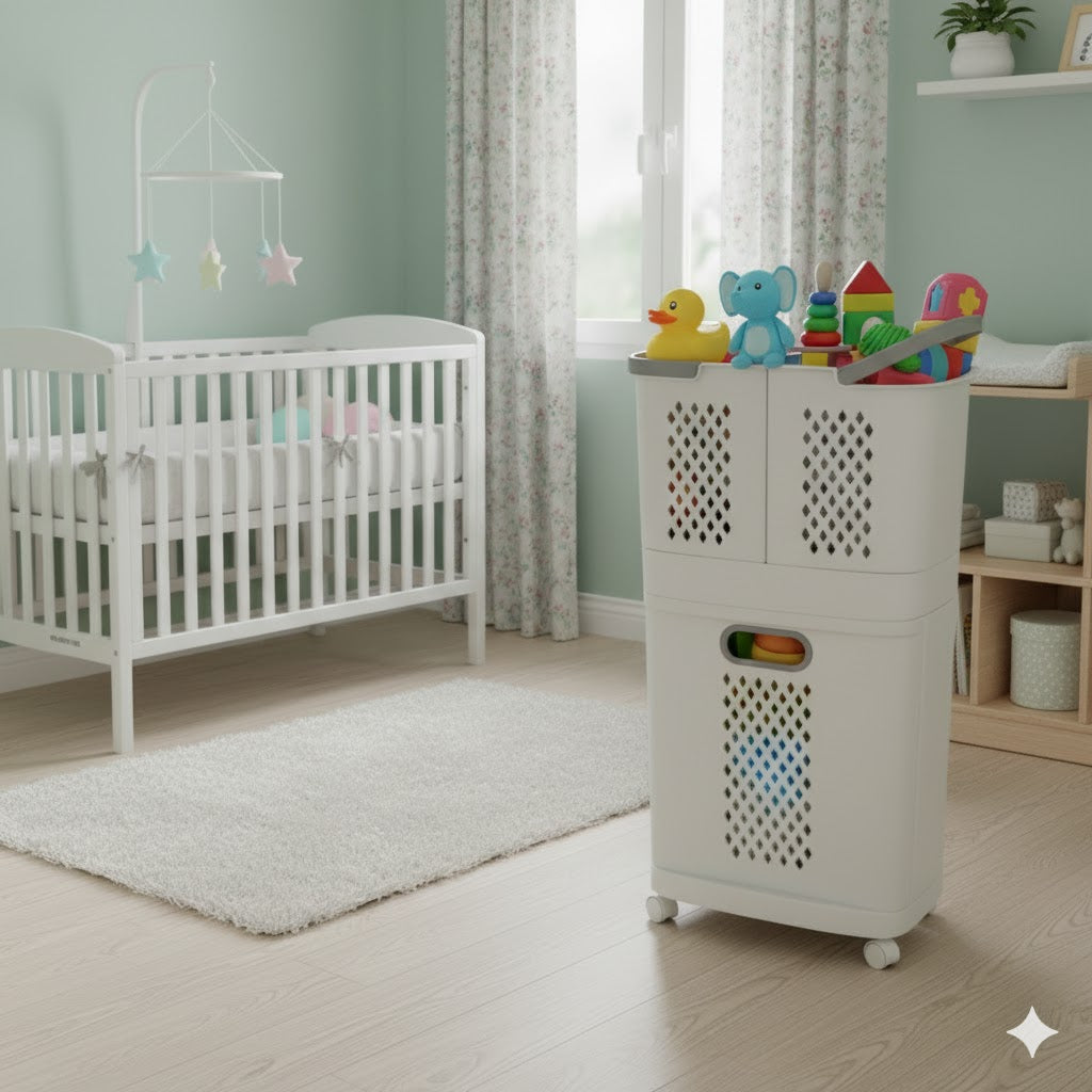 3-Tier Rolling Basket with Detachable Compartments