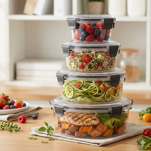 4-Pcs Round Airtight Storage Boxes