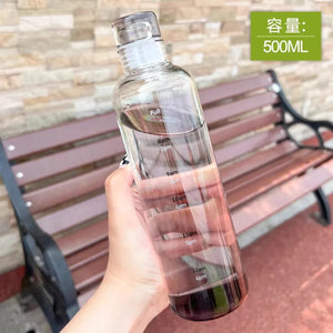 Clear Glass water bottle with Time Scale