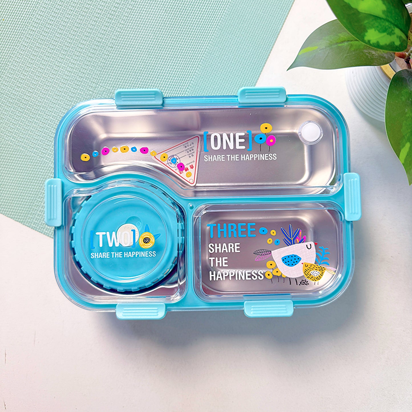 Insulated Modern & Stylish Stainless Steel (SUS304) Lunch Box with Dipping Cup (7122)