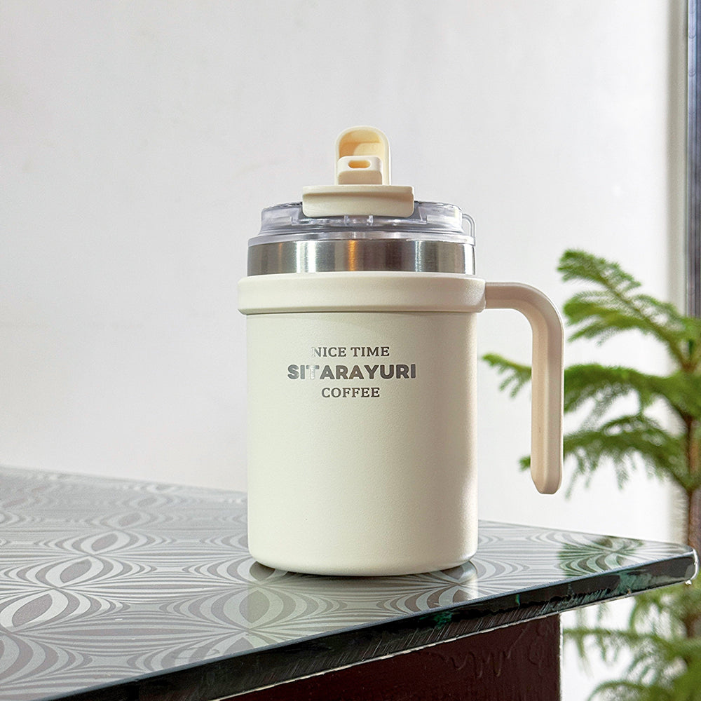 SITARAYURI Spill-Proof Dual-Lid Insulated Stainless Steel Mug (500ml) (ZF-032)