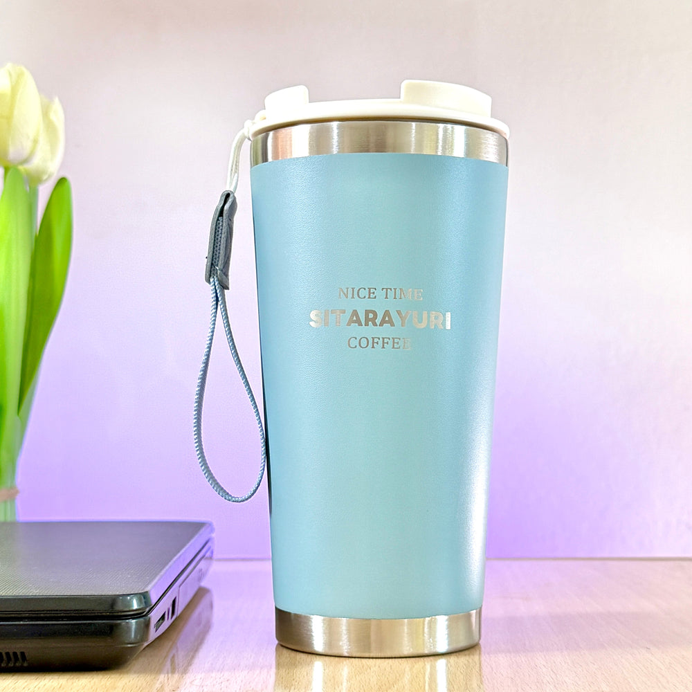 SITARAYURI Anti-Spill Double-Wall Insulated Stainless Steel Mug with Strap (580ml) (ZF-024)