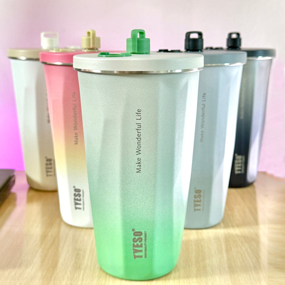 TYESO® Vacuum Insulated Tumbler with Pop-up Steel Straw (600ml) (TS-8848B)