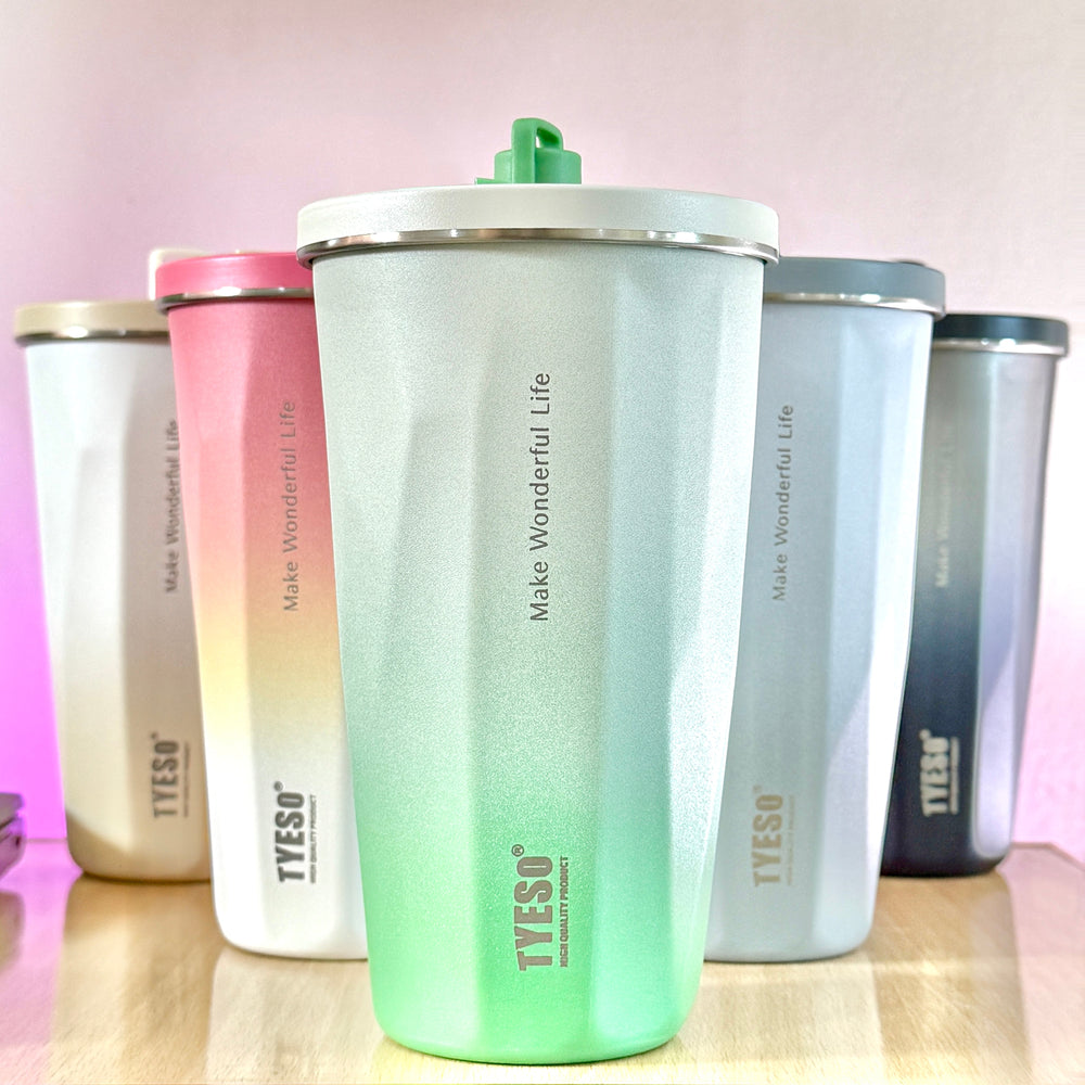 TYESO® Vacuum Insulated Tumbler with Pop-up Steel Straw (600ml) (TS-8848B)