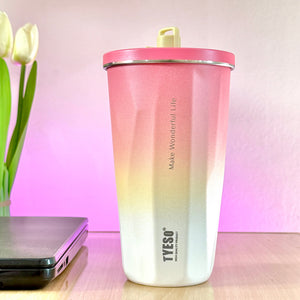 TYESO® Vacuum Insulated Tumbler with Pop-up Steel Straw (600ml) (TS-8848B)