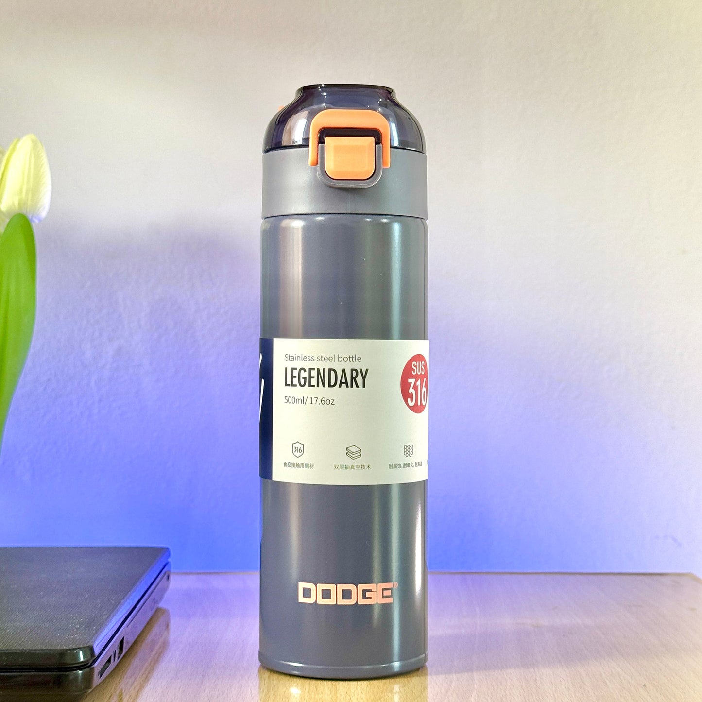 DODGE - Slim Insulated Stainless Steel Anti-Spill Bottle (500ml) (DB-22655)