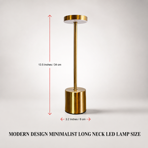 Long Neck Metal Touch Sense LED Lamp – Modern Minimalist Design, Rechargeable.