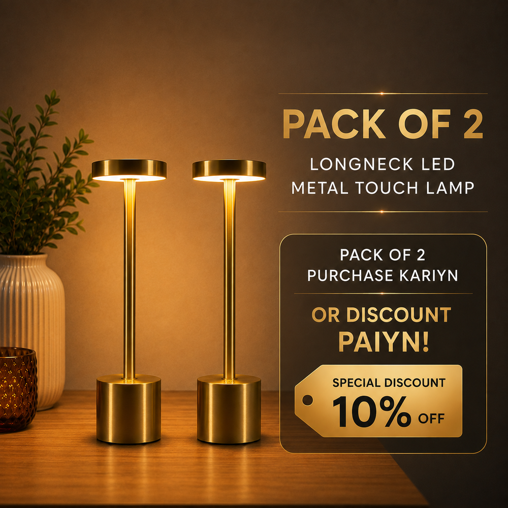 Long Neck Metal Touch Sense LED Lamp – Modern Minimalist Design, Rechargeable.
