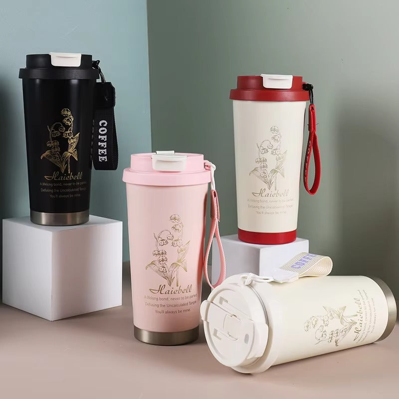 500ml stainless steel coffee cup, leak-proof thermos, coffee cup with straw, travel thermos, coffee cup with lid