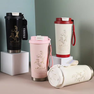 500ml stainless steel coffee cup, leak-proof thermos, coffee cup with straw, travel thermos, coffee cup with lid