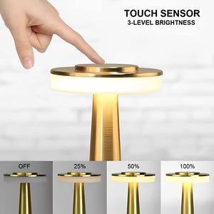 Orbit Touch Sense LED Table Lamp – Rechargeable, Three Color Light - Warm Glow for Dinning Setups, Banquet Halls and Restaurants