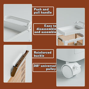 Rolling storage cart with wheel