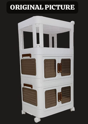 Rolling storage cart with wheel