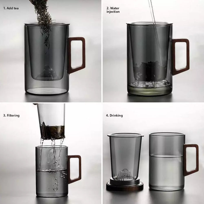 Glass Tea Cup with Infuser/Stainer and Lid
