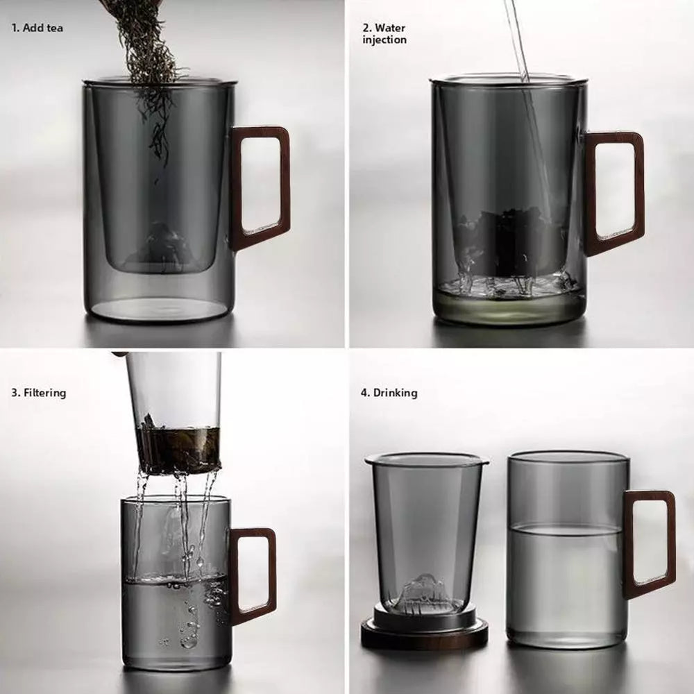 Glass Tea Cup with Infuser/Stainer and Lid