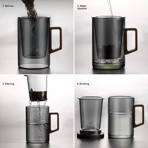 Glass Tea Cup with Infuser/Stainer and Lid