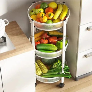 Three-Tier Foldable Kitchen Trolley