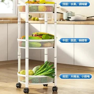 Three-Tier Foldable Kitchen Trolley