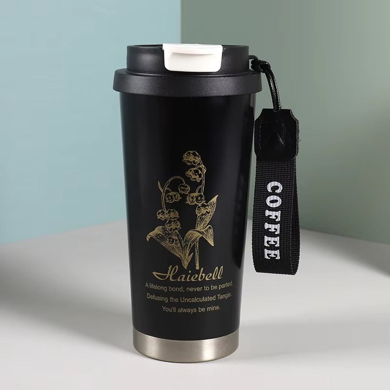 500ml stainless steel coffee cup, leak-proof thermos, coffee cup with straw, travel thermos, coffee cup with lid