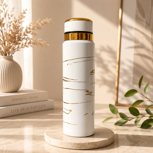 White Bottle Marble Printed - Stainless Steel